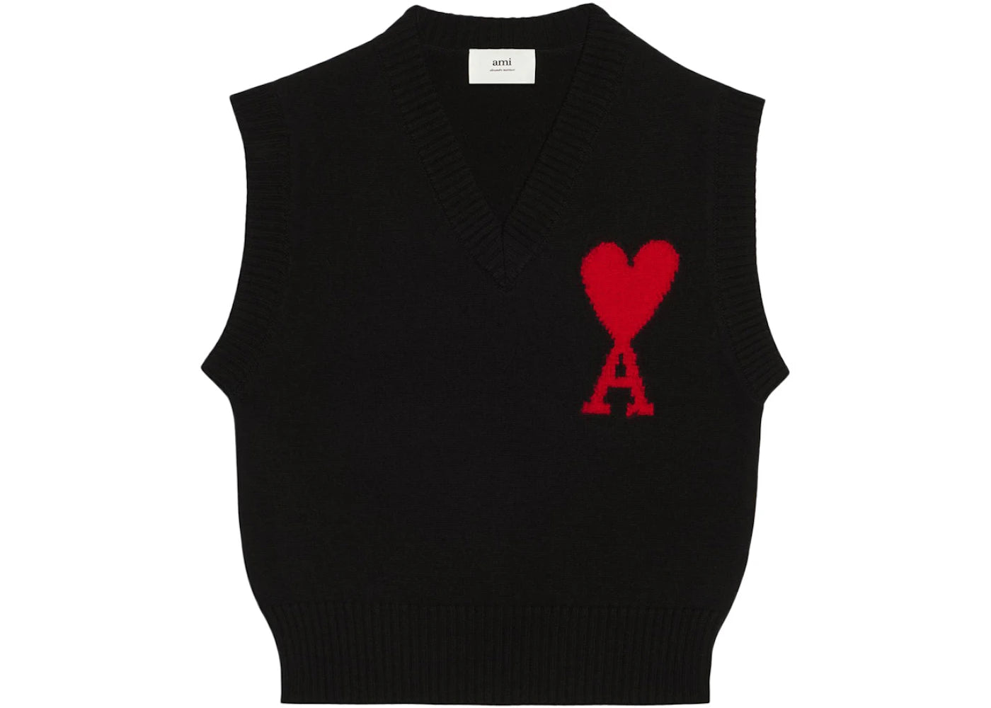 Ami Paris Ami de Coeur Merino Wool Sleeveless Sweater Black/Red