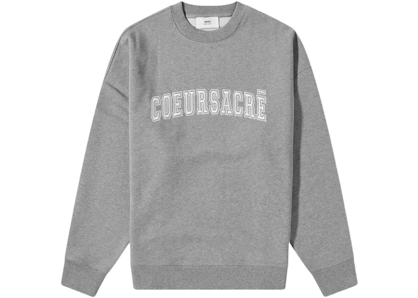 Ami Paris Coeur Sacre Crewneck Sweater Heather Grey/White