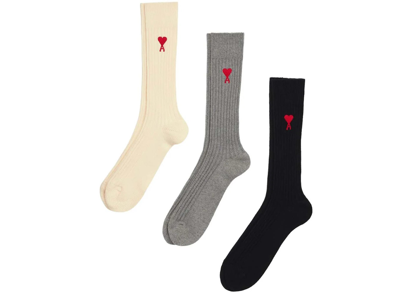 Ami Paris Logo-Embroidered Socks (Set of 3) Multicolor