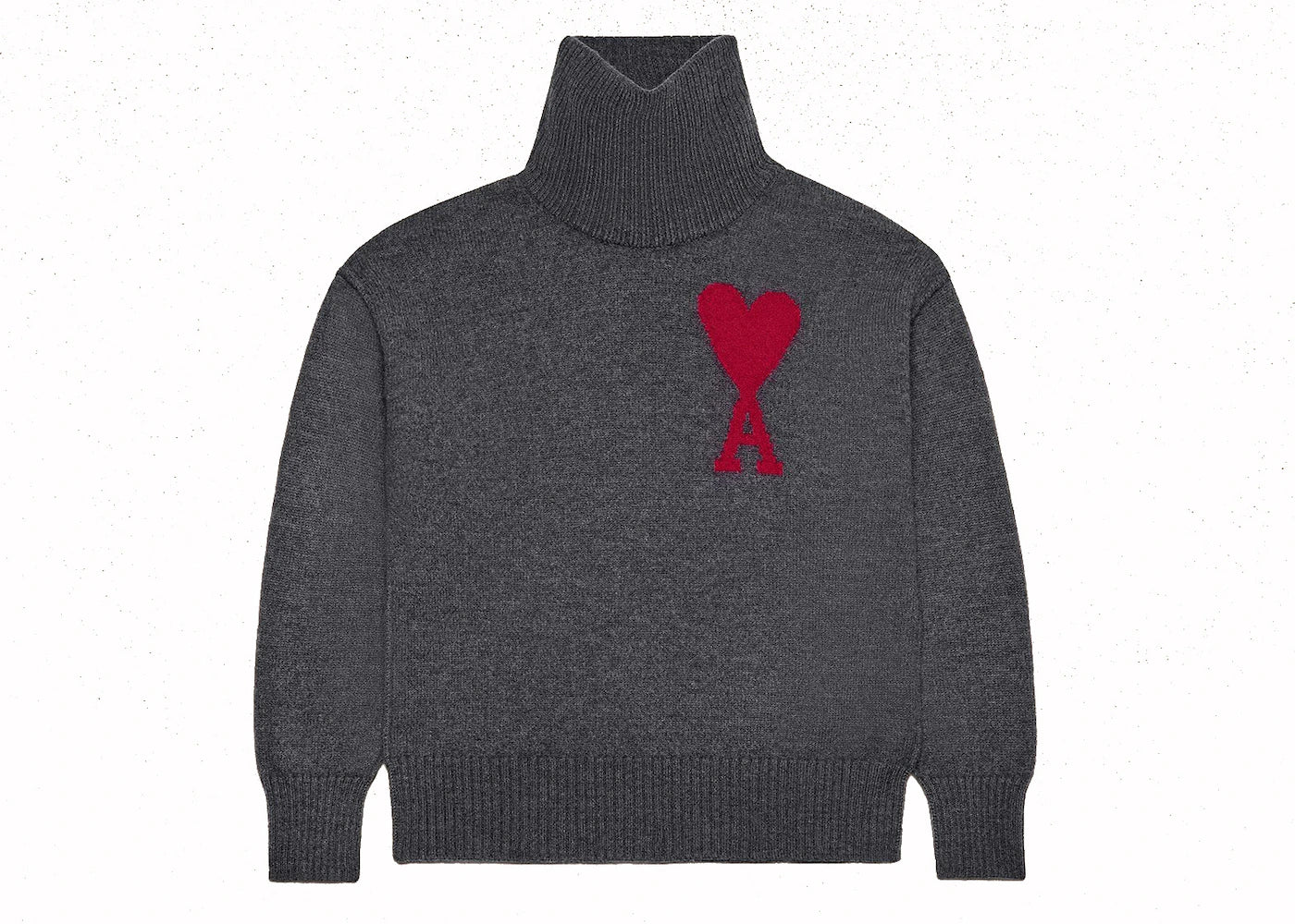 Ami Paris Red Ami De Coeur Sweater Heather Grey/Red