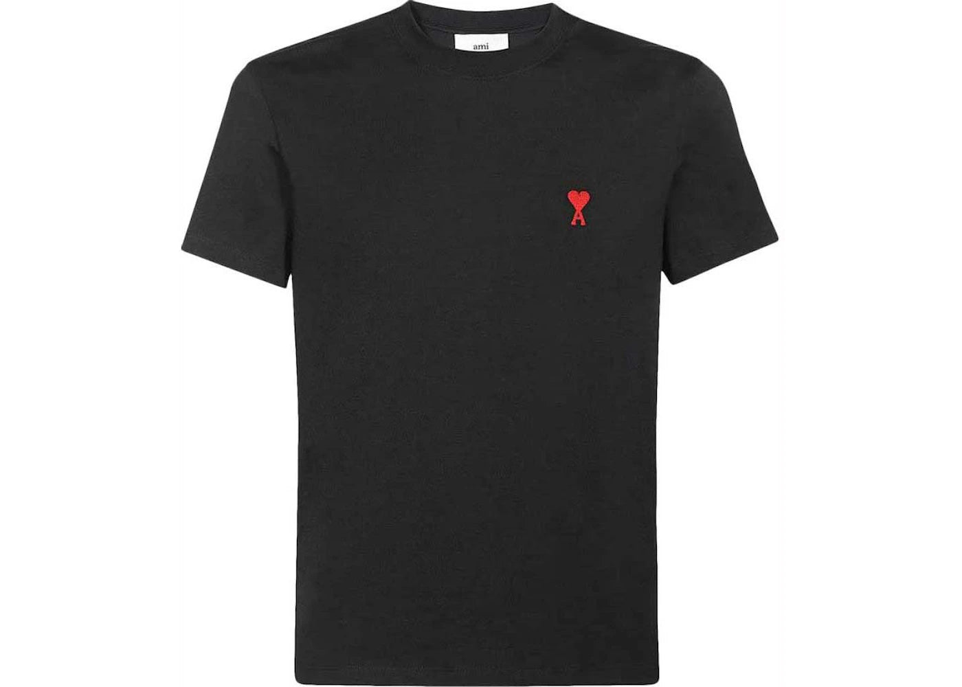 Ami Paris Small Red Ami De Coeur T-shirt Black