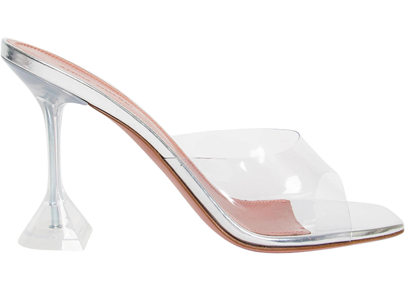 Amina Muaddi Lupita 95mm Glass PVC Slide Sandal Hologram Transparent ...