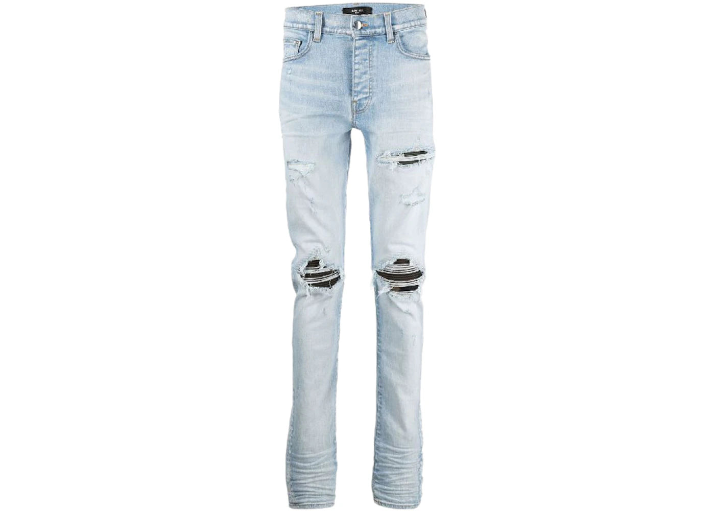 AMIRI Distressed Effect Washed Slim Denim Jeans Blue