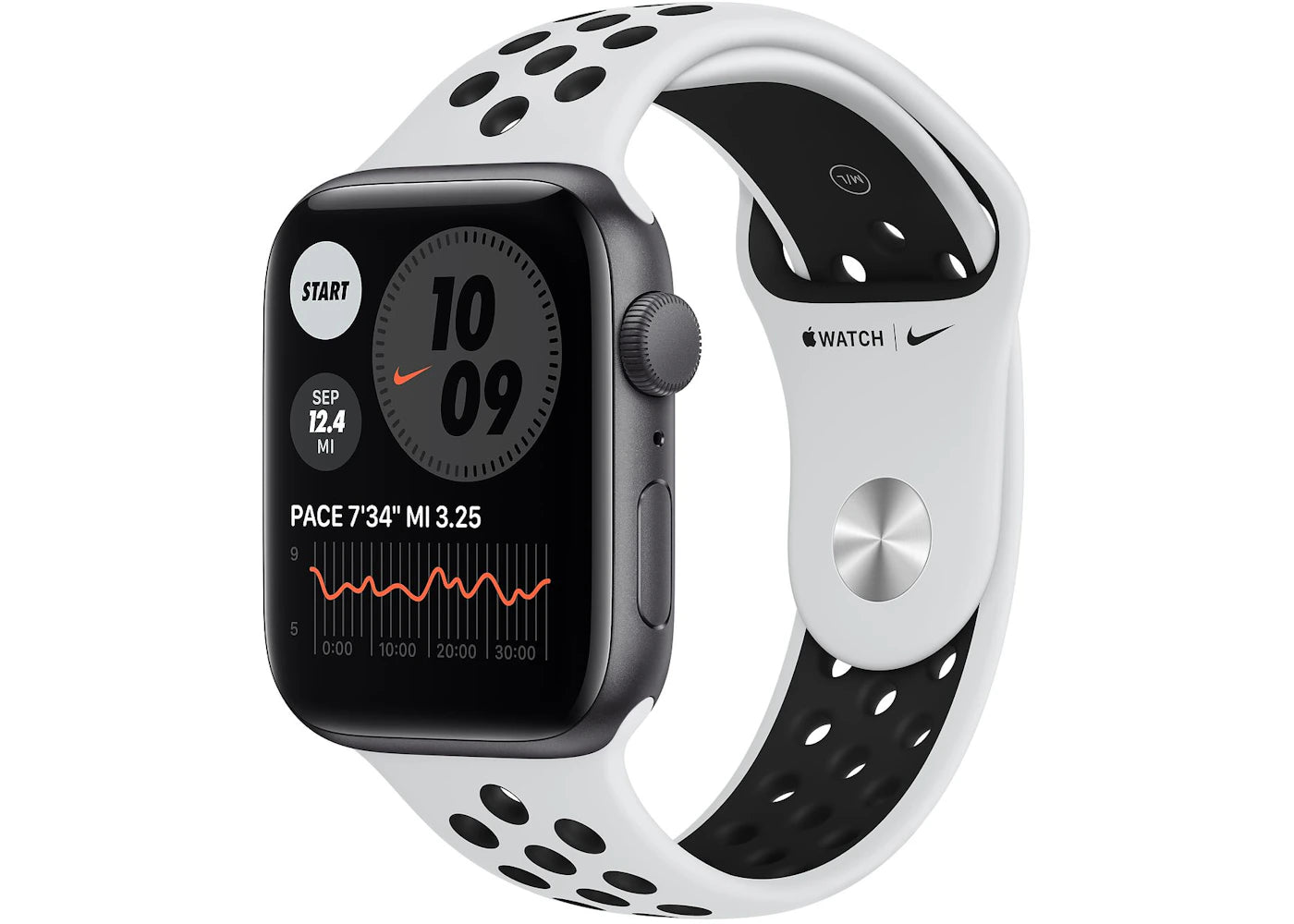 Apple Watch Nike SE GPS 44mm Space Gray Aluminum with Pure Platinum Black Sport Band A2352