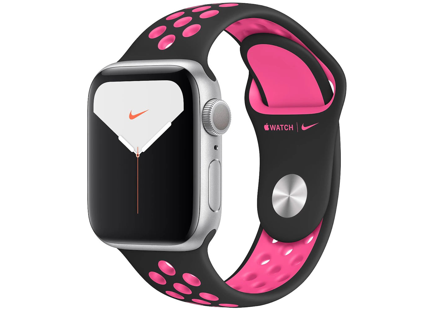 Apple Watch Nike Series 5 GPS 40mm Silver Aluminum with Black Pink Blast Band A2092