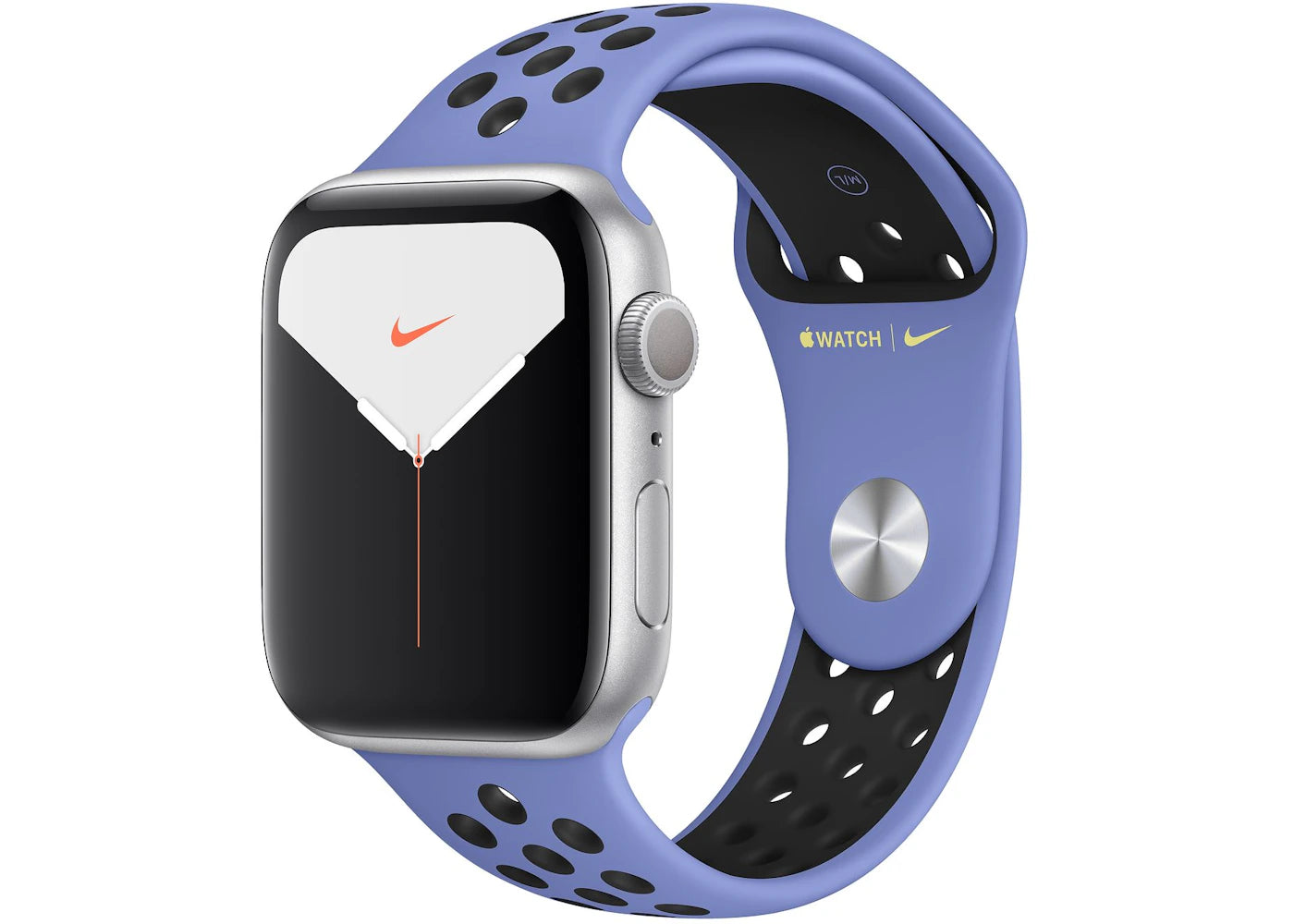 Apple Watch Nike Series 5 GPS 44mm Silver Aluminum with Royal Pulse Black Band A2093