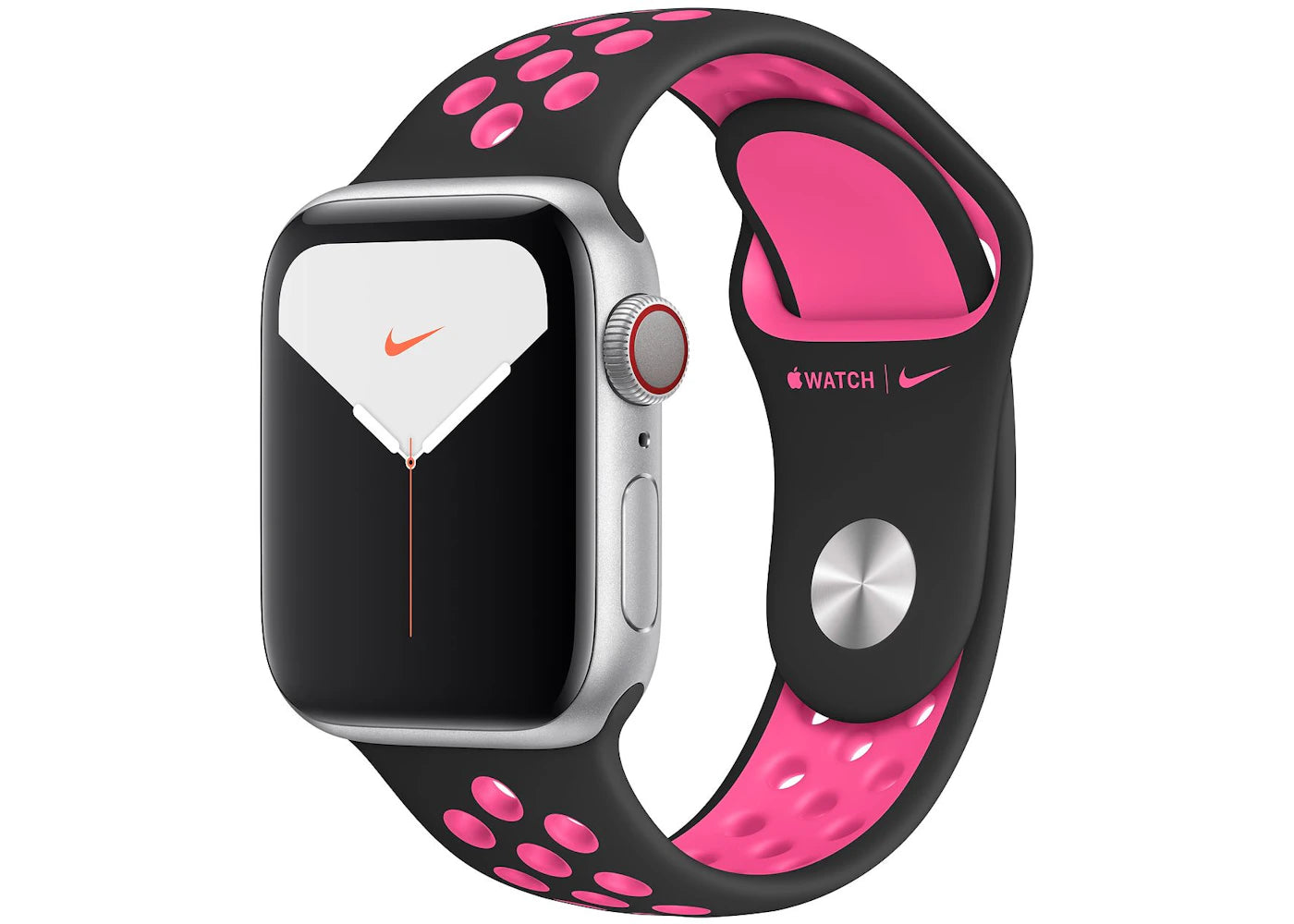 Apple Watch Nike Series 5 GPS + Cellular 40mm Silver Aluminum with Black Pink Blast Band A2094