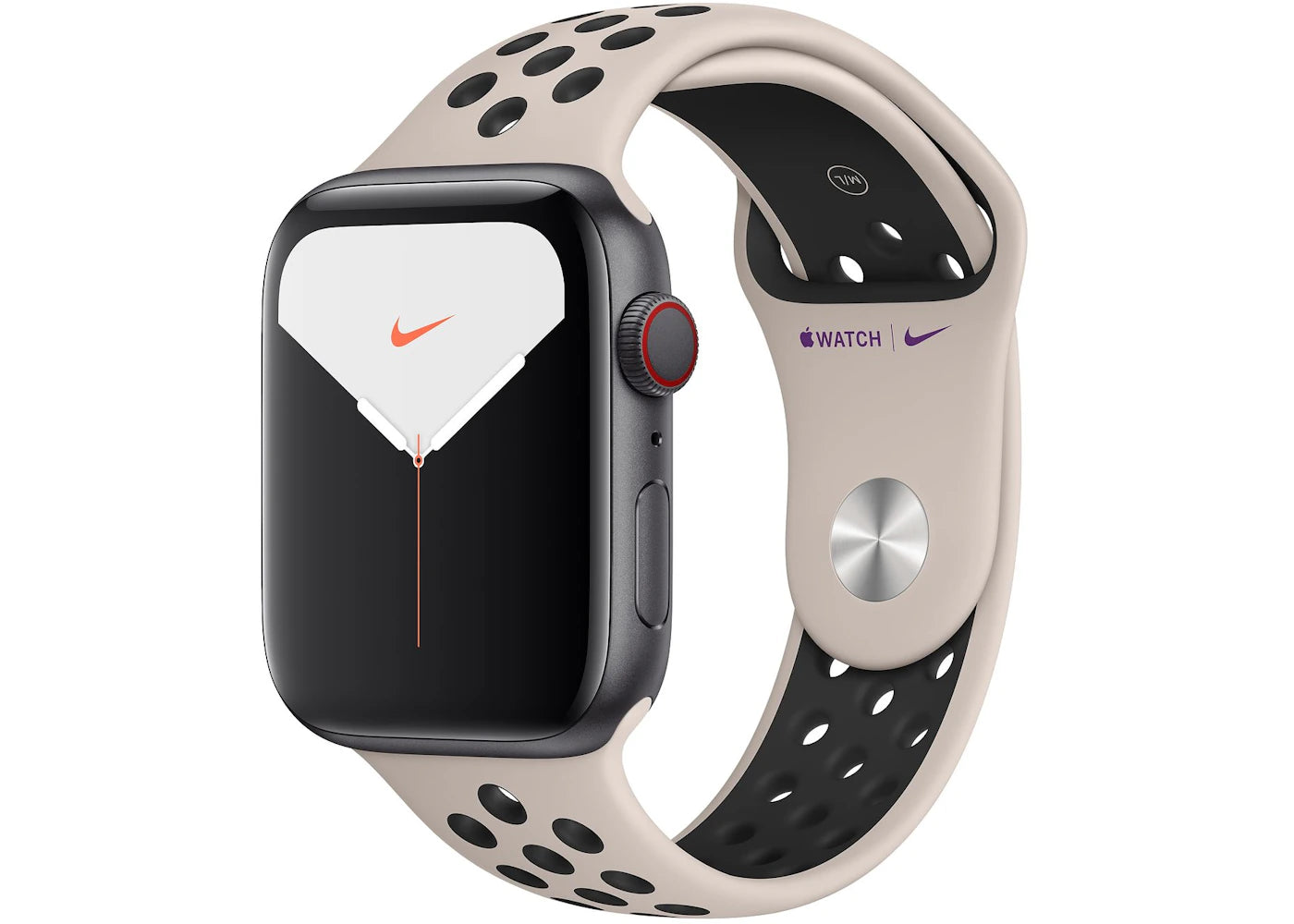 Apple Watch Nike Series 5 GPS + Cellular 44mm Space Gray Aluminum with Desert Sand Black Band A2095
