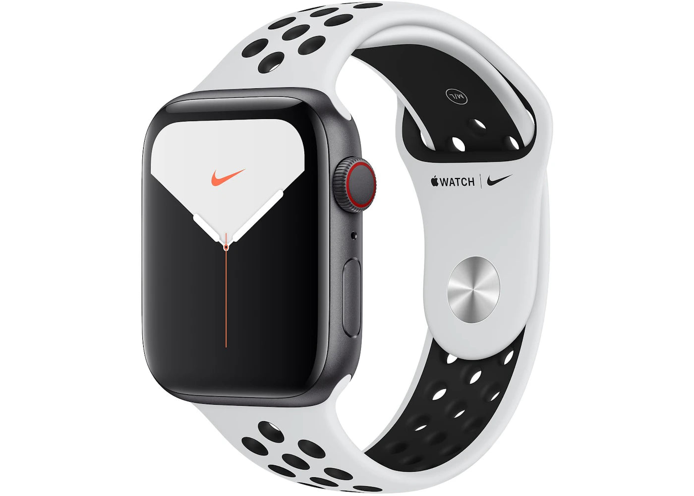 Apple Watch Nike Series 5 GPS + Cellular 44mm Space Gray Aluminum with Pure Platinum Black Band A2095