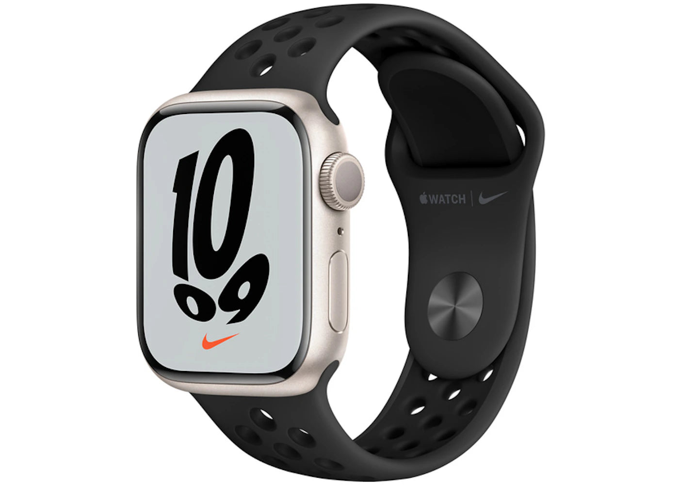 Apple Watch Nike Series 7 GPS 41mm Starlight Aluminum with Nike Black Sport Band A2473
