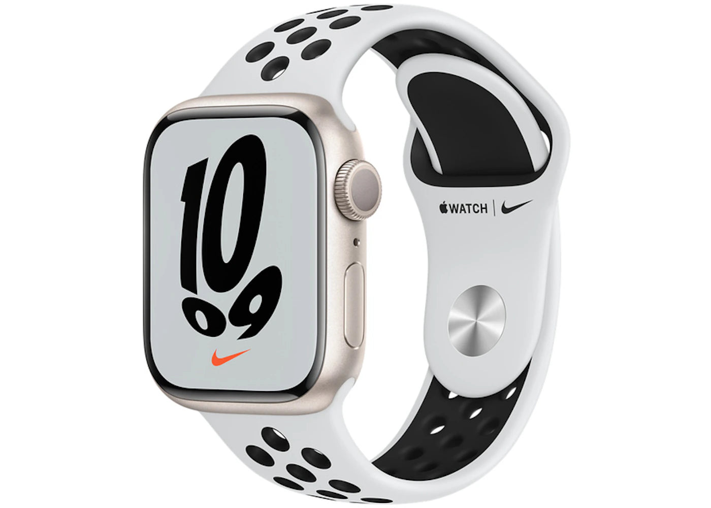 Apple Watch Nike Series 7 GPS 41mm Starlight Aluminum with Nike Pure Plantium/Black Sport Band A2473