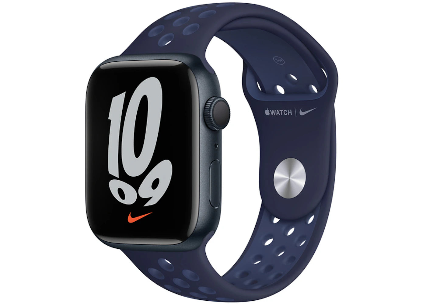 Apple Watch Nike Series 7 GPS 45mm Midnight Aluminum with Nike Navy Sport Band A2474