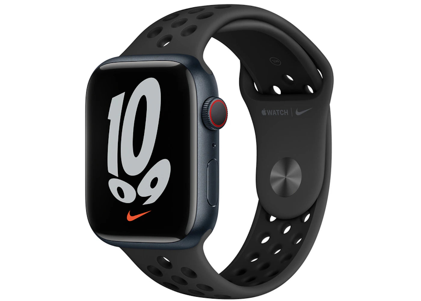 Apple Watch Nike Series 7 GPS + Cellular 45mm Midnight Aluminum with Nike Black Sport Band A2477
