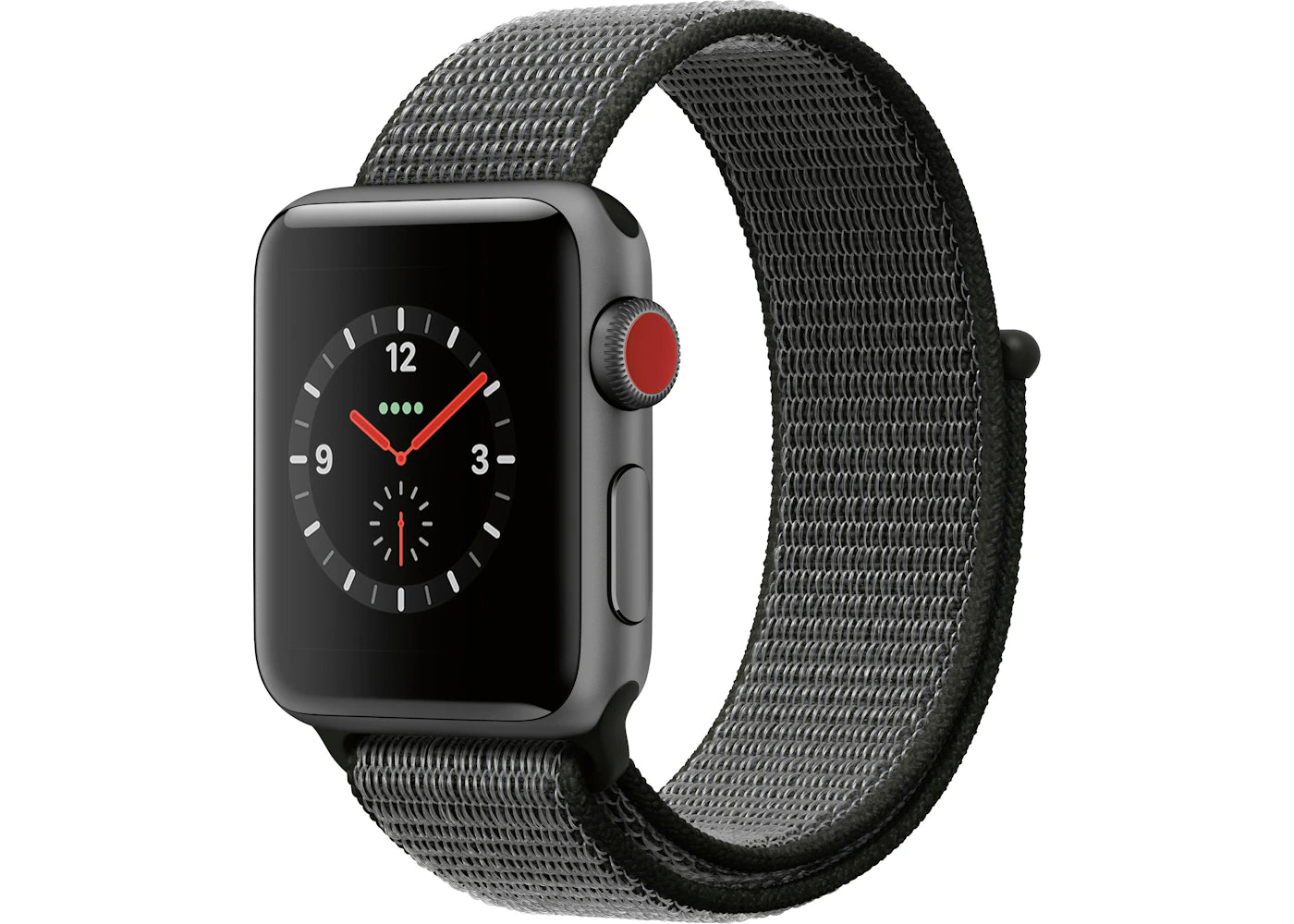 Apple Watch Series 3 GPS + Cellular 38mm Space Gray Aluminum with Dark Olive Sport Loop A1860