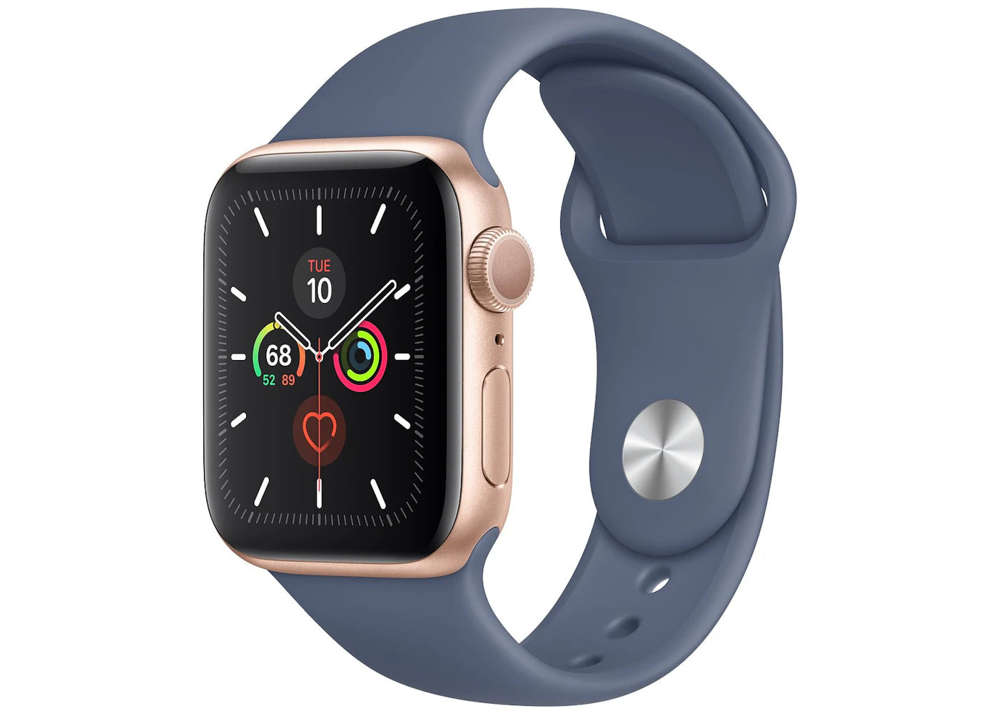 Apple Watch Series 5 GPS 40mm Gold Aluminum with Alaskan Blue Sport Band A2092