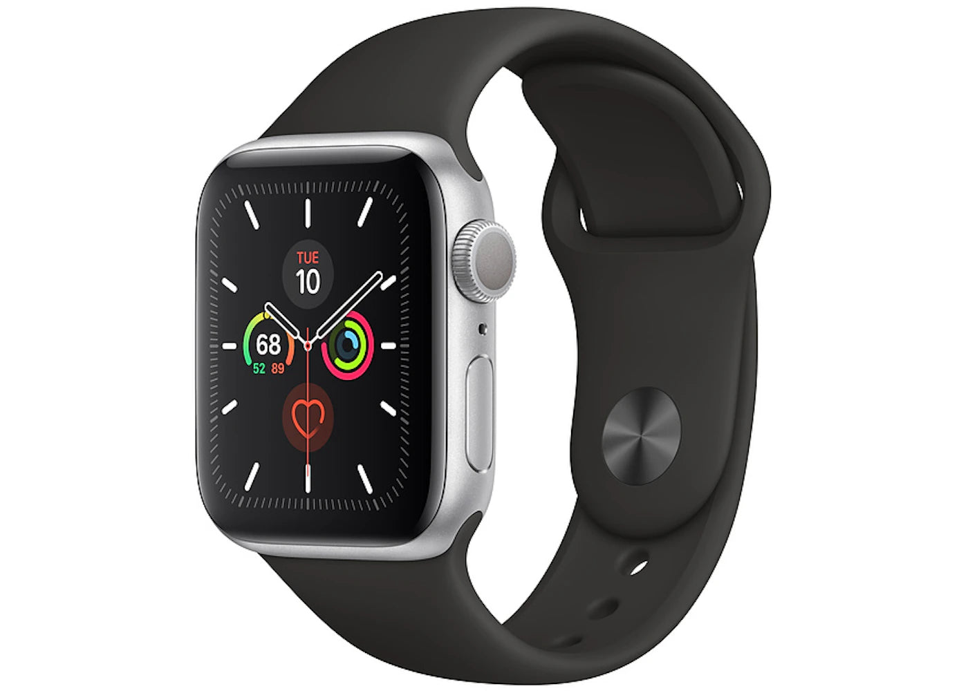 Apple Watch Series 5 GPS 40mm Silver Aluminum with Black Sport Band A2092
