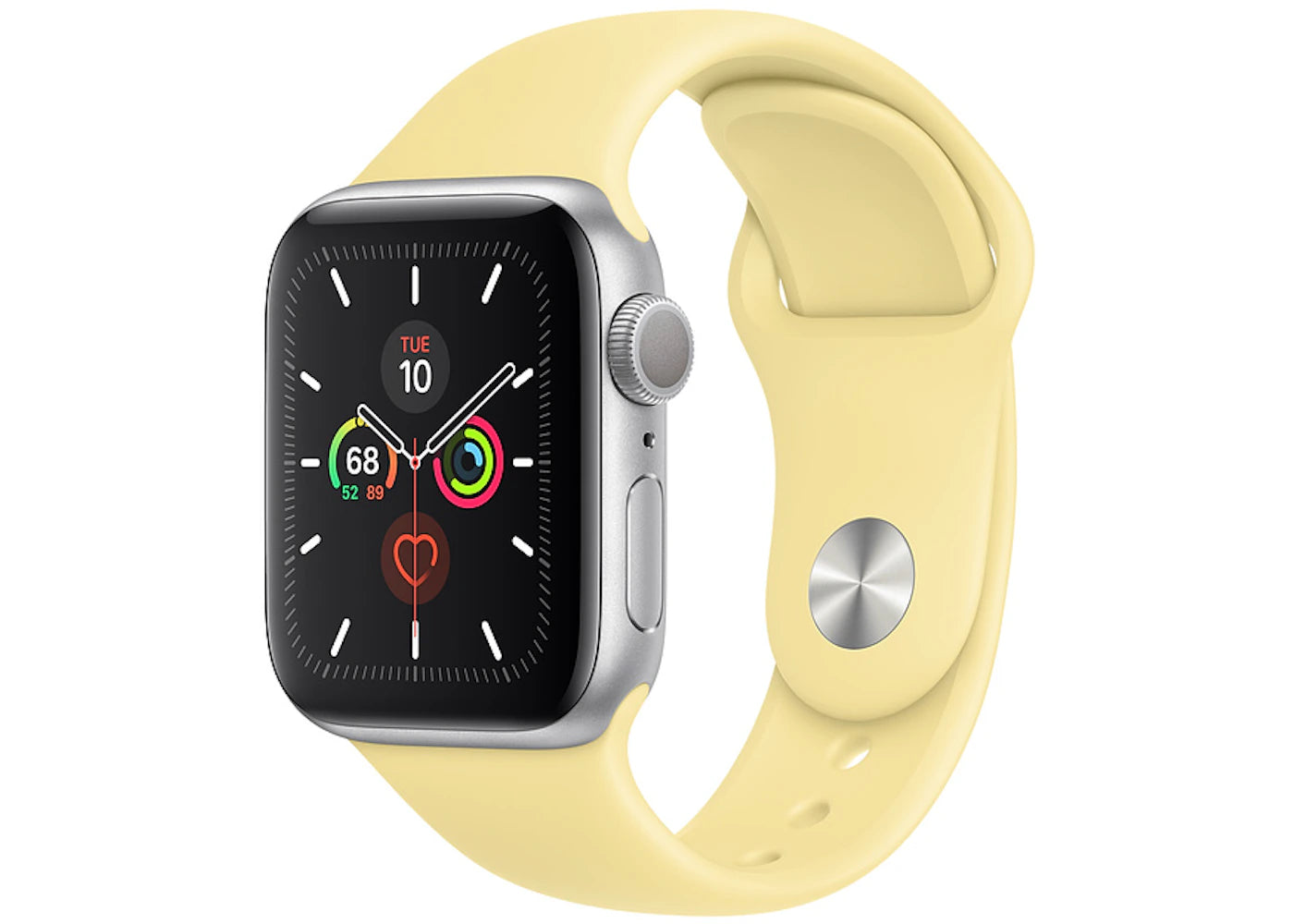 Apple Watch Series 5 GPS 40mm Silver Aluminum with Lemon Cream Sport Band A2092