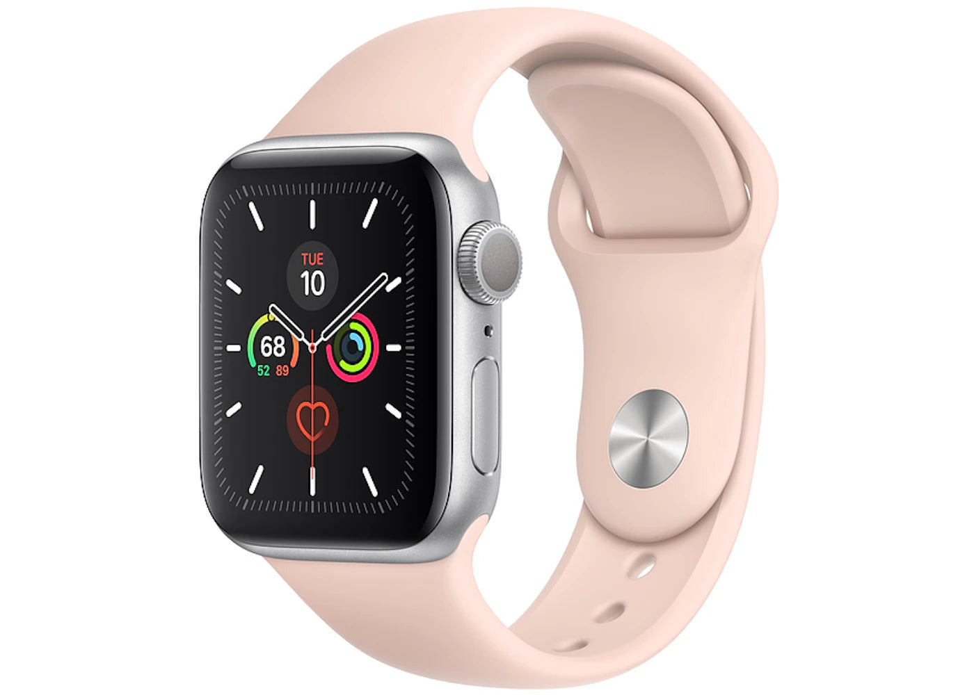 Apple Watch Series 5 GPS 40mm Silver Aluminum with Pink Sand Sport Band A2092