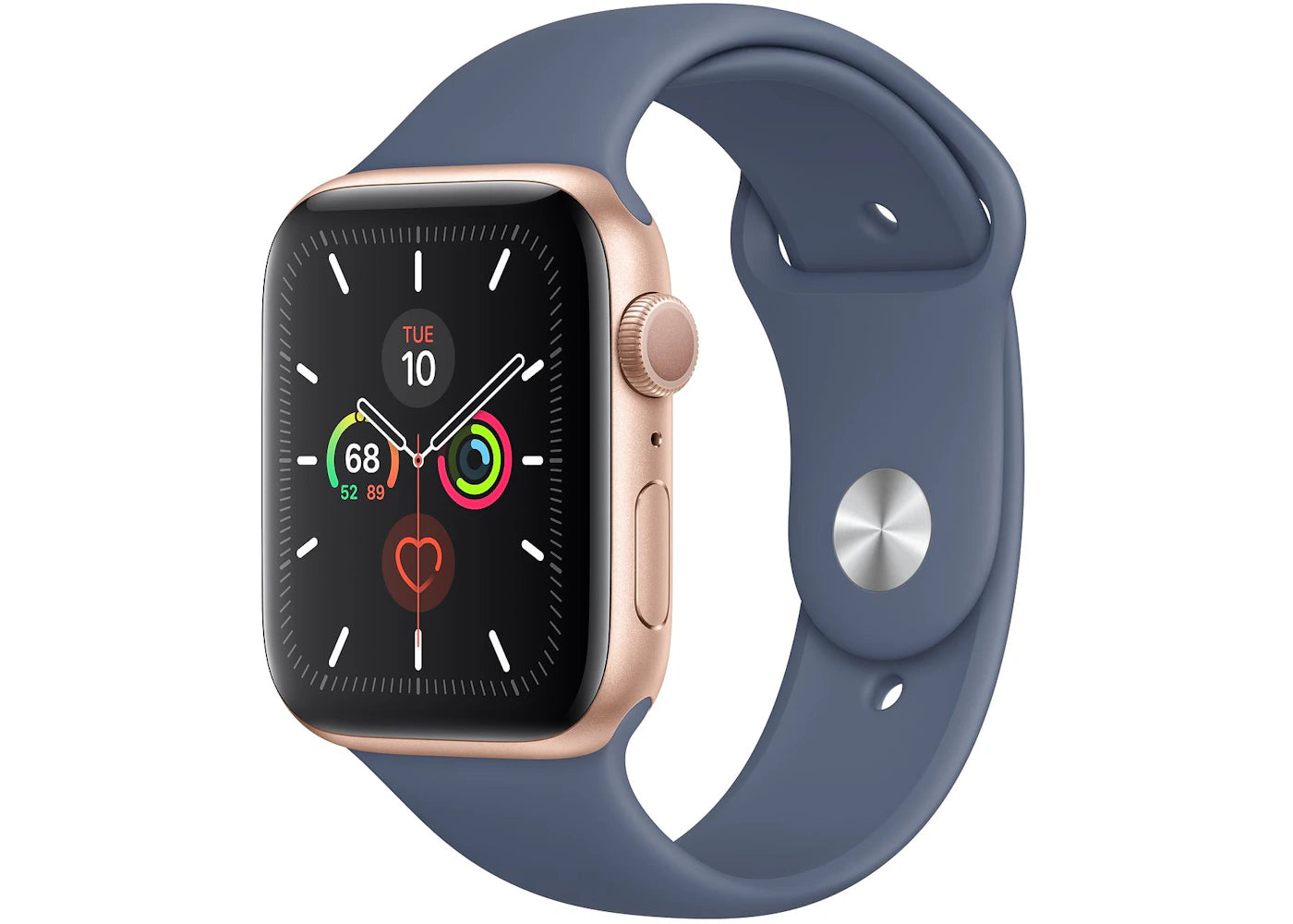 Apple Watch Series 5 GPS 44mm Gold Aluminum with Alaskan Blue Sport Band A2093