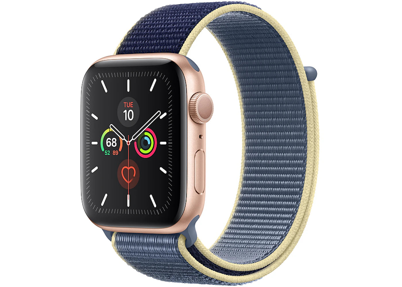 Apple Watch Series 5 GPS 44mm Gold Aluminum with Alaskan Blue Sport Loop A2093