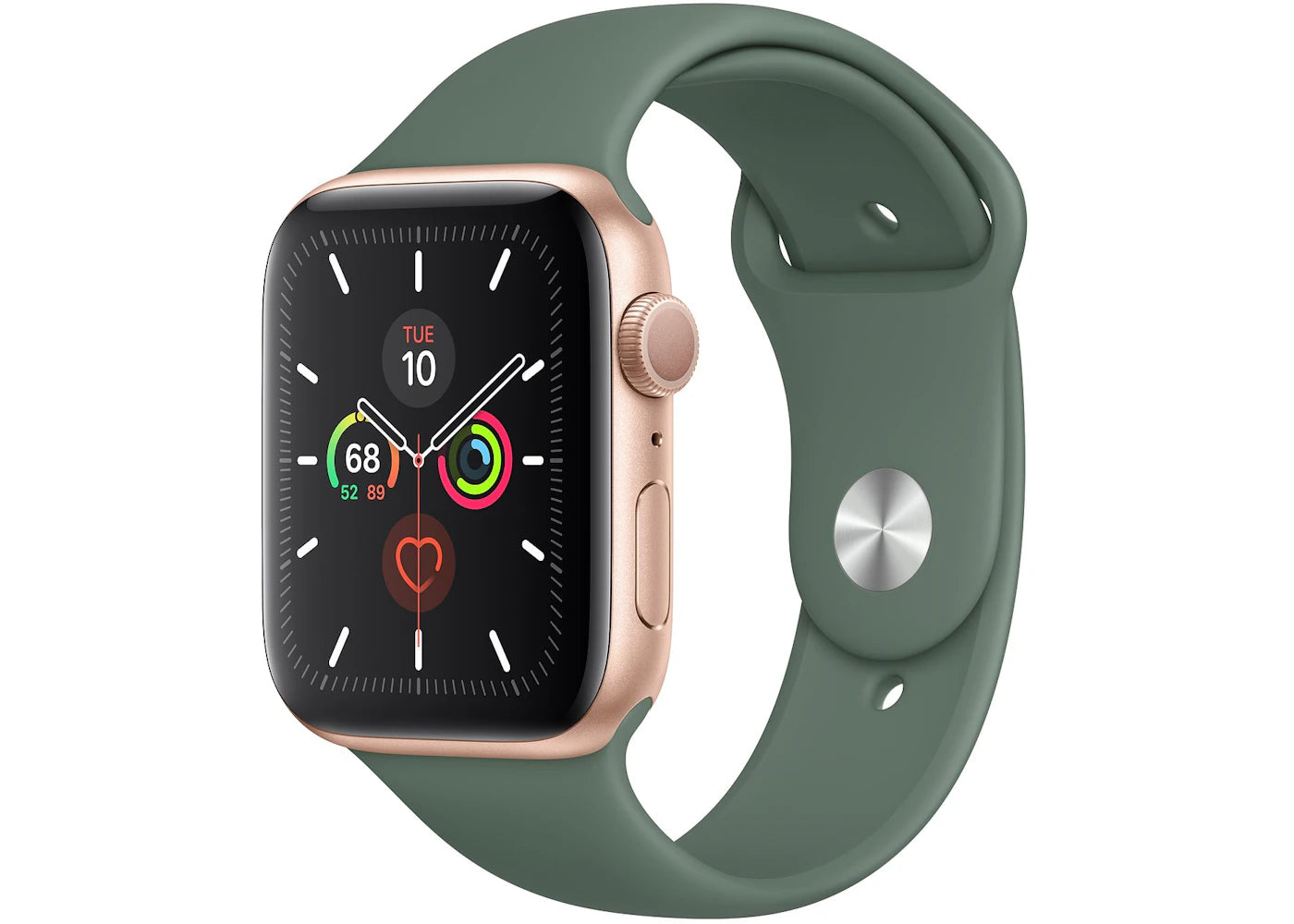 Apple Watch Series 5 GPS 44mm Gold Aluminum with Pine Green Sport Band A2093