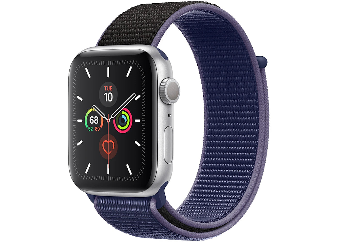 Apple Watch Series 5 GPS 44mm Silver Aluminum with Midnight Blue Sport Loop A2093