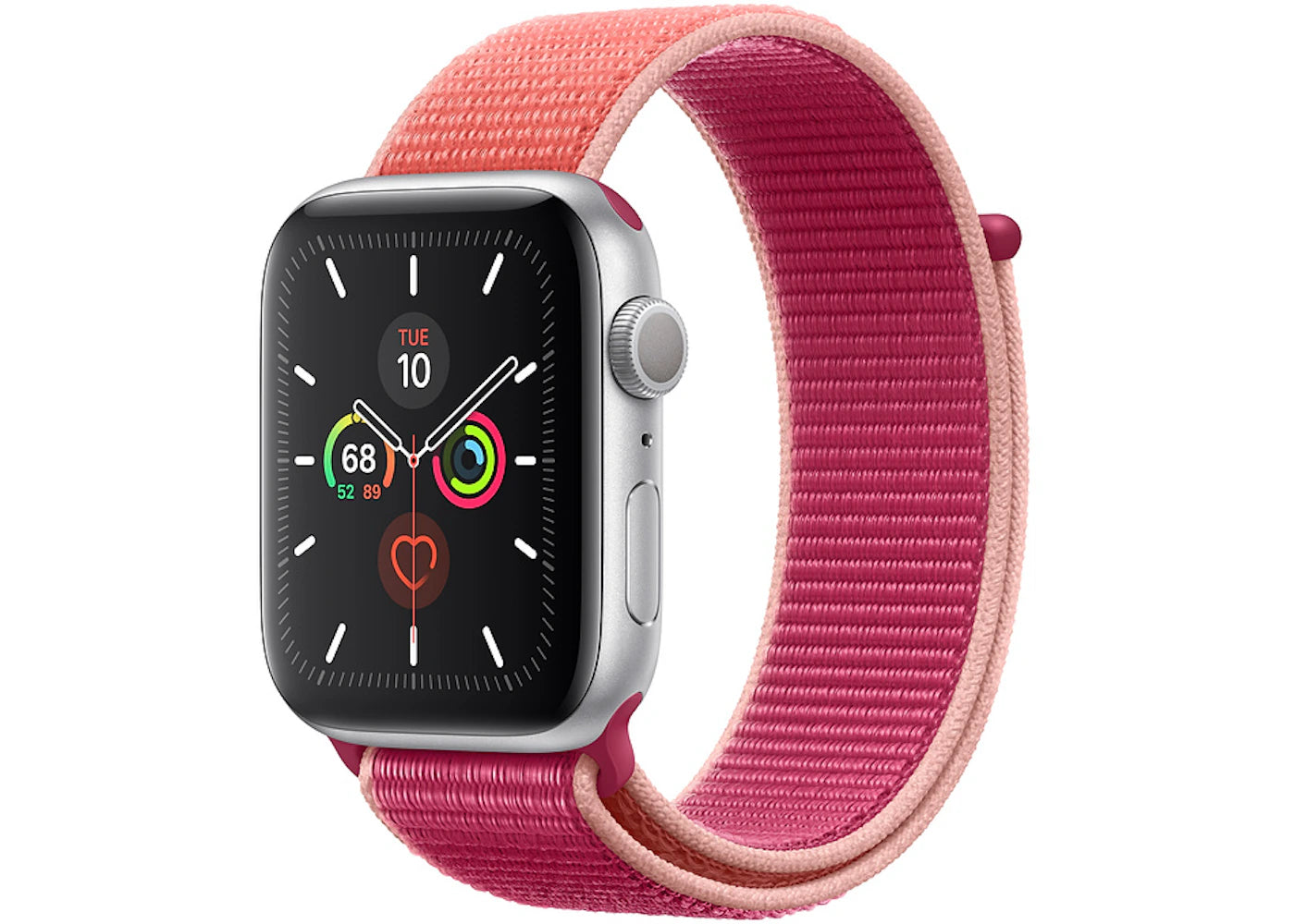 Apple Watch Series 5 GPS 44mm Silver Aluminum with Pomegranate Sport Loop A2093