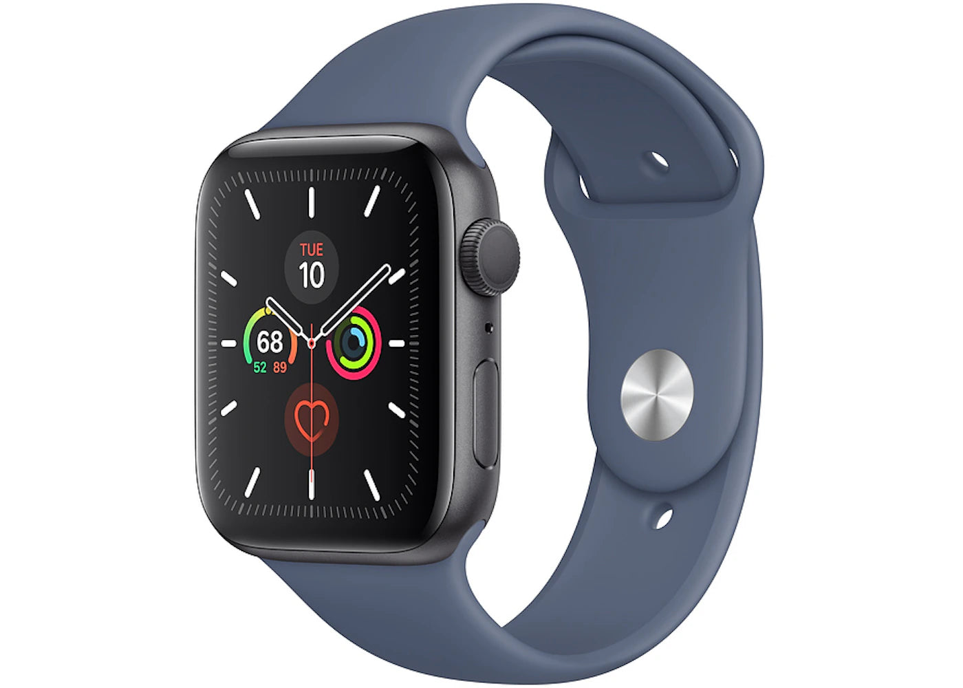 Apple Watch Series 5 GPS 44mm Space Gray Aluminum with Alaskan Blue Sport Band A2093