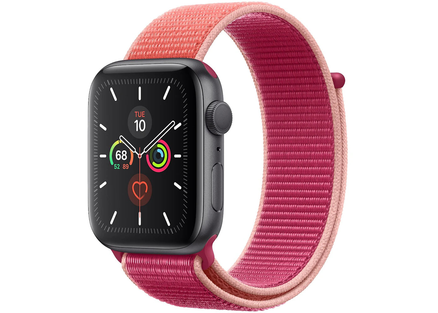 Apple Watch Series 5 GPS 44mm Space Gray Aluminum with Pomegranate Sport Loop A2093