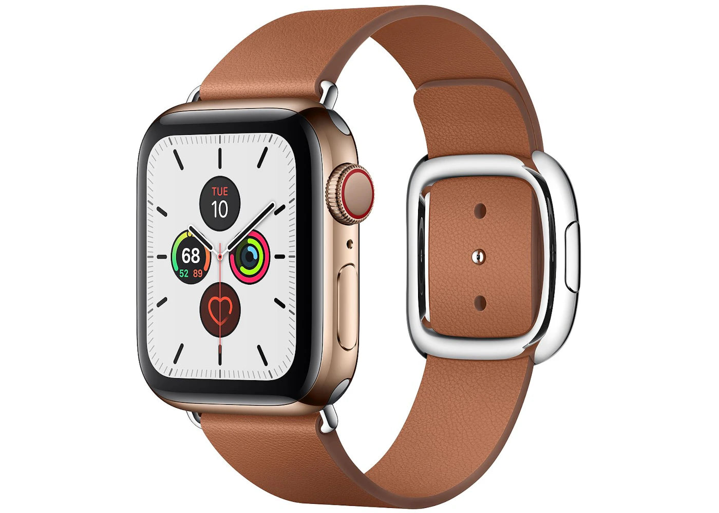 Apple Watch Series 5 GPS + Cellular 40mm Gold Stainless Steel with Saddle Brown Modern Buckle Small A2094