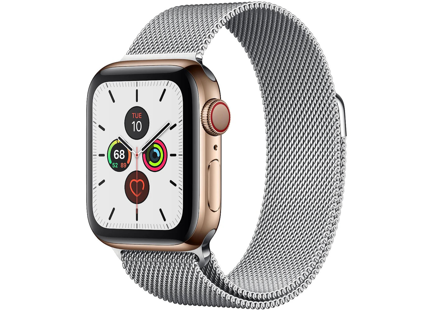 Apple Watch Series 5 GPS + Cellular 40mm Gold Stainless Steel with Silver Milanese Loop A2094