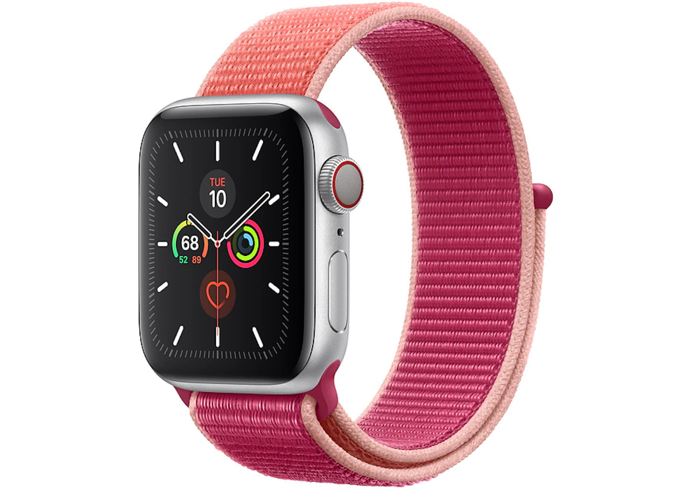 Apple Watch Series 5 GPS + Cellular 40mm Silver Aluminum with Pomeganate Sport Loop A2094
