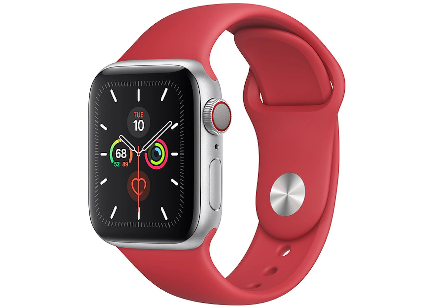Apple Watch Series 5 GPS + Cellular 40mm Silver Aluminum with Red Sport Band A2094