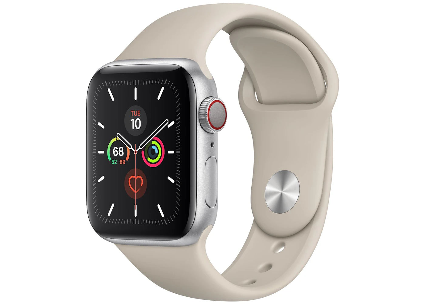 Apple Watch Series 5 GPS + Cellular 40mm Silver Aluminum with Stone Sport Band A2094