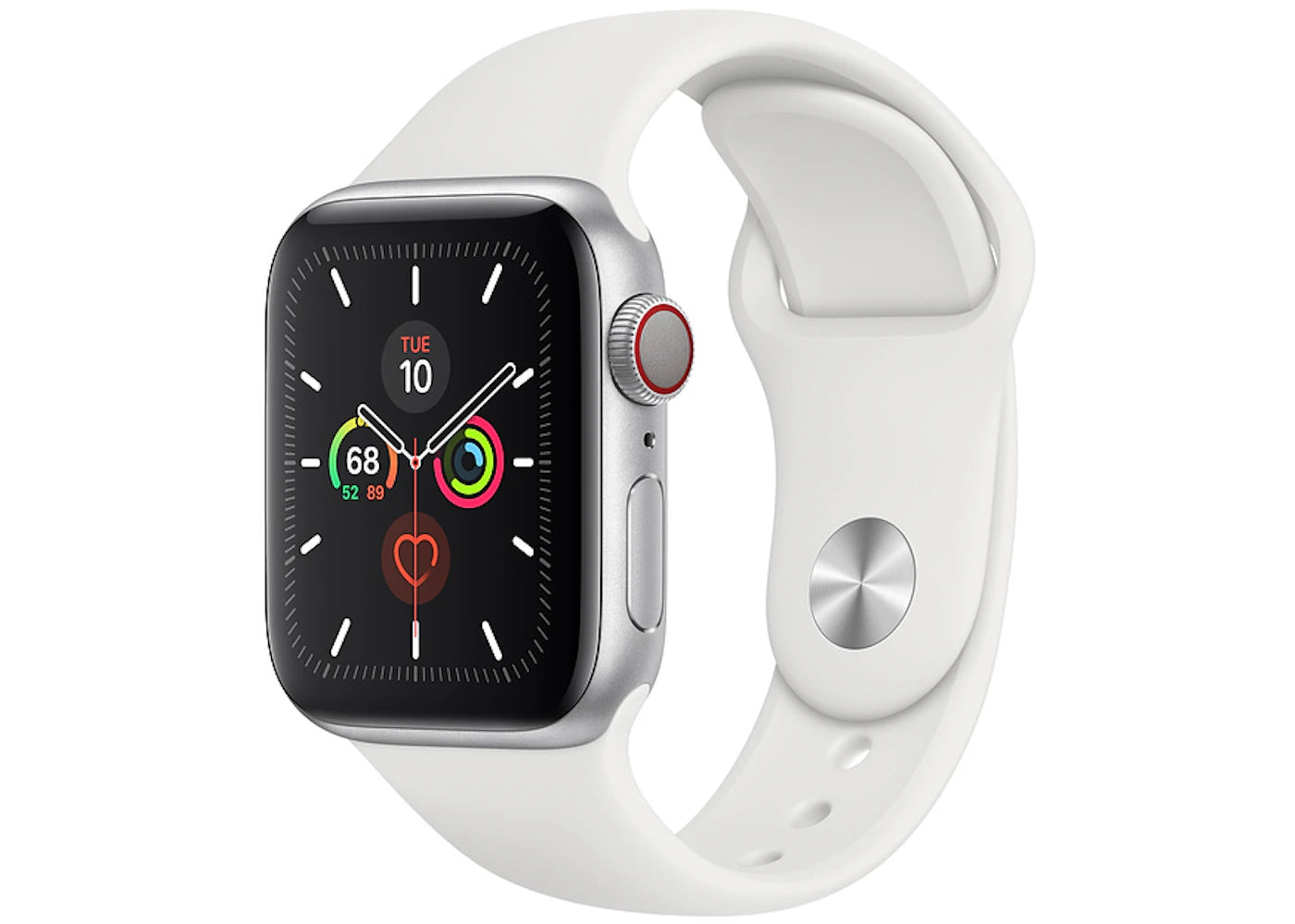 Apple Watch Series 5 GPS + Cellular 40mm Silver Aluminum with White Sport Band A2094