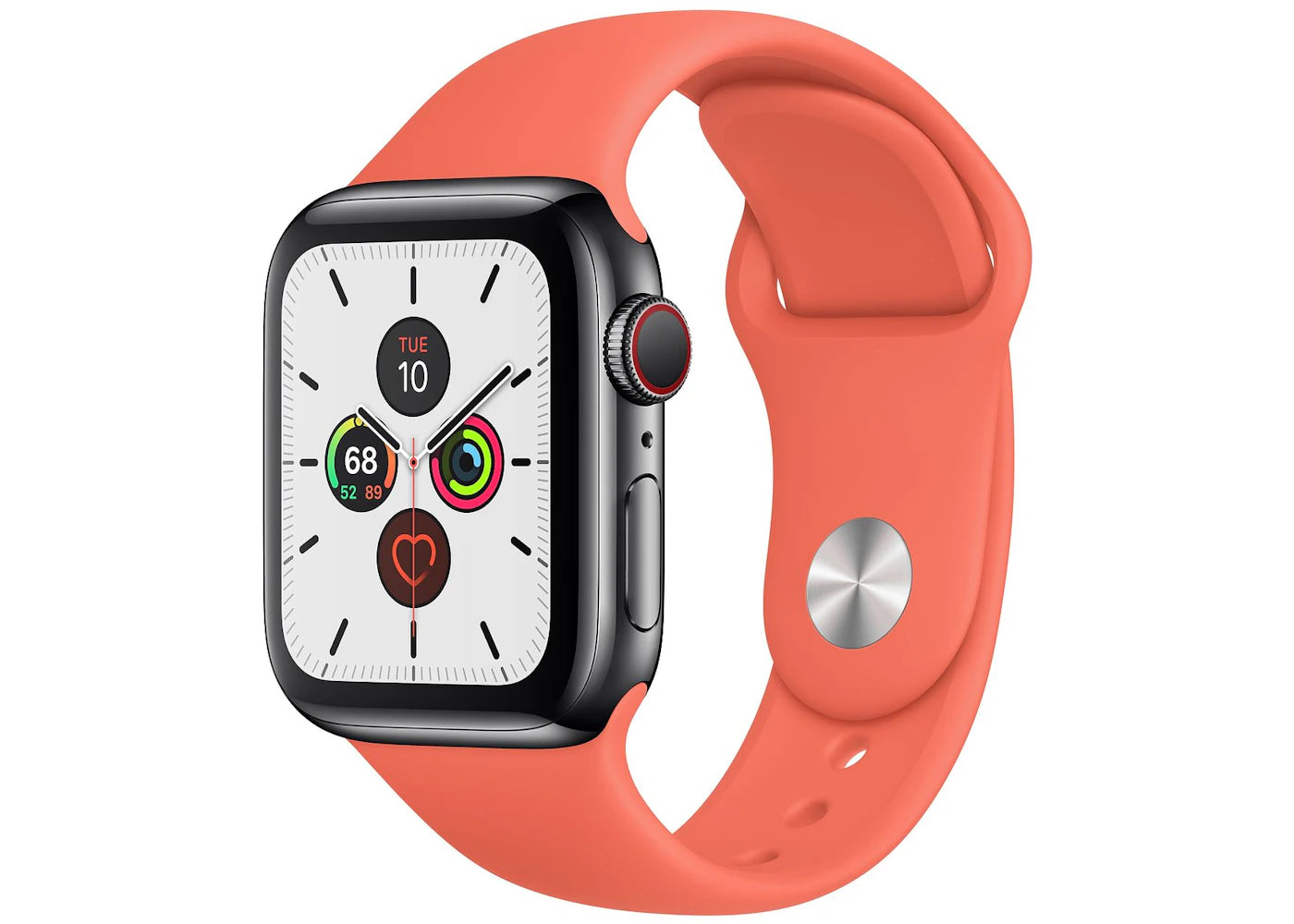 Apple Watch Series 5 GPS + Cellular 40mm Space Black Stainless Steel with Clementine Sport Band A2094