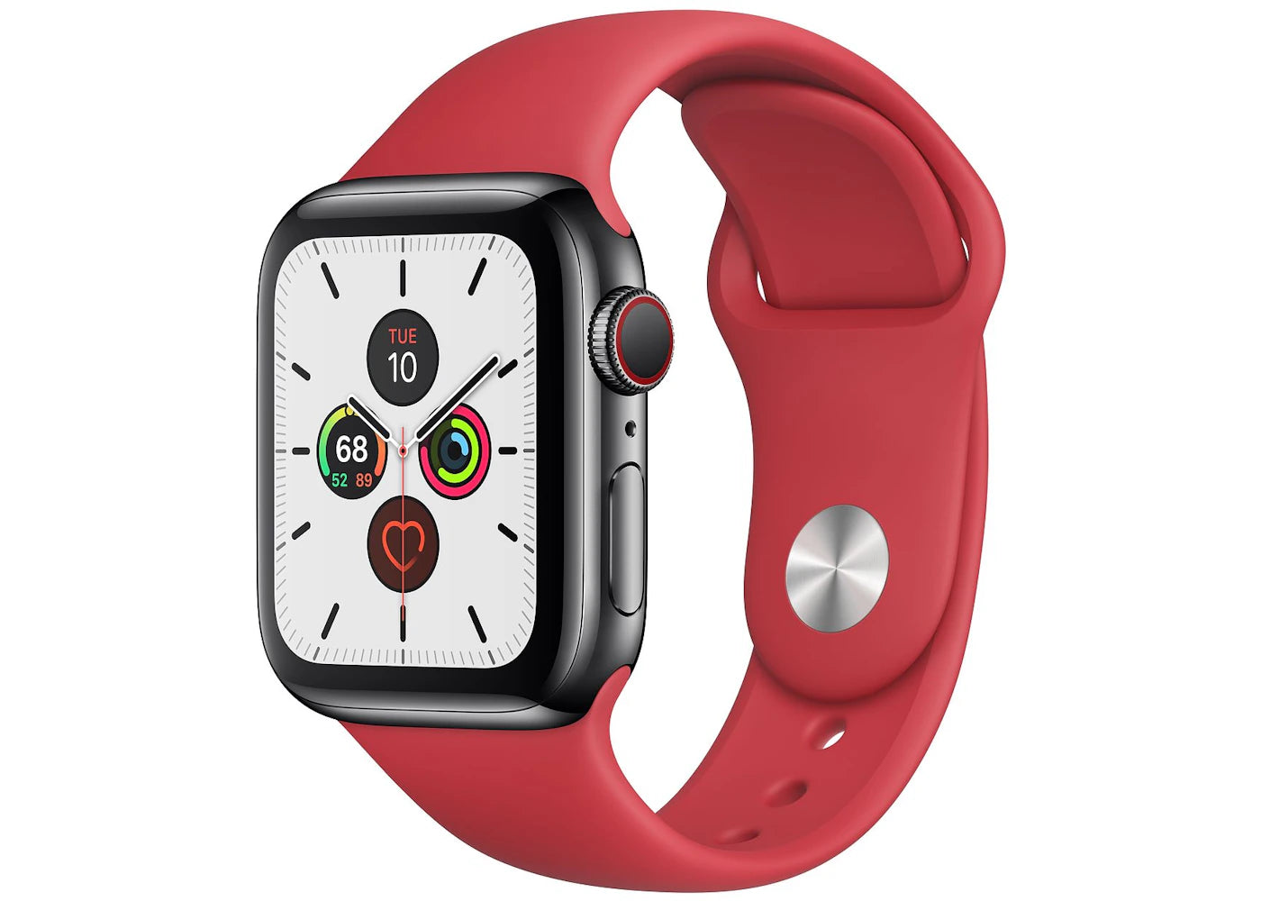 Apple Watch Series 5 GPS + Cellular 40mm Space Black Stainless Steel with Red Sport Band A2094