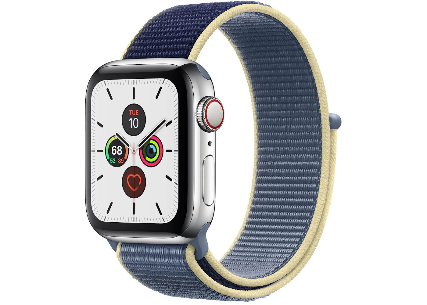 Apple Watch Series 5 GPS + Cellular 40mm Stainless Steel with Alaskan Blue Sport Loop A2094