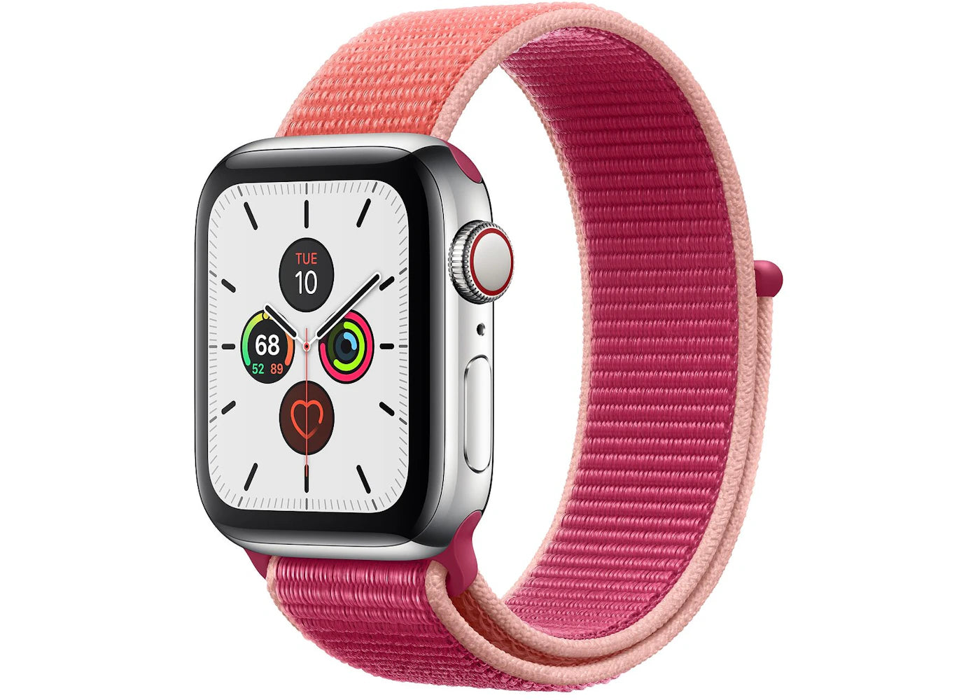 Apple Watch Series 5 GPS + Cellular 40mm Stainless Steel with Pomegranate Sport Loop A2094