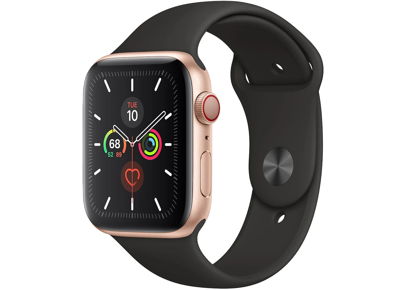 Apple Watch Series 5 GPS + Cellular 44mm Gold Aluminum with Black Sport Band A2095