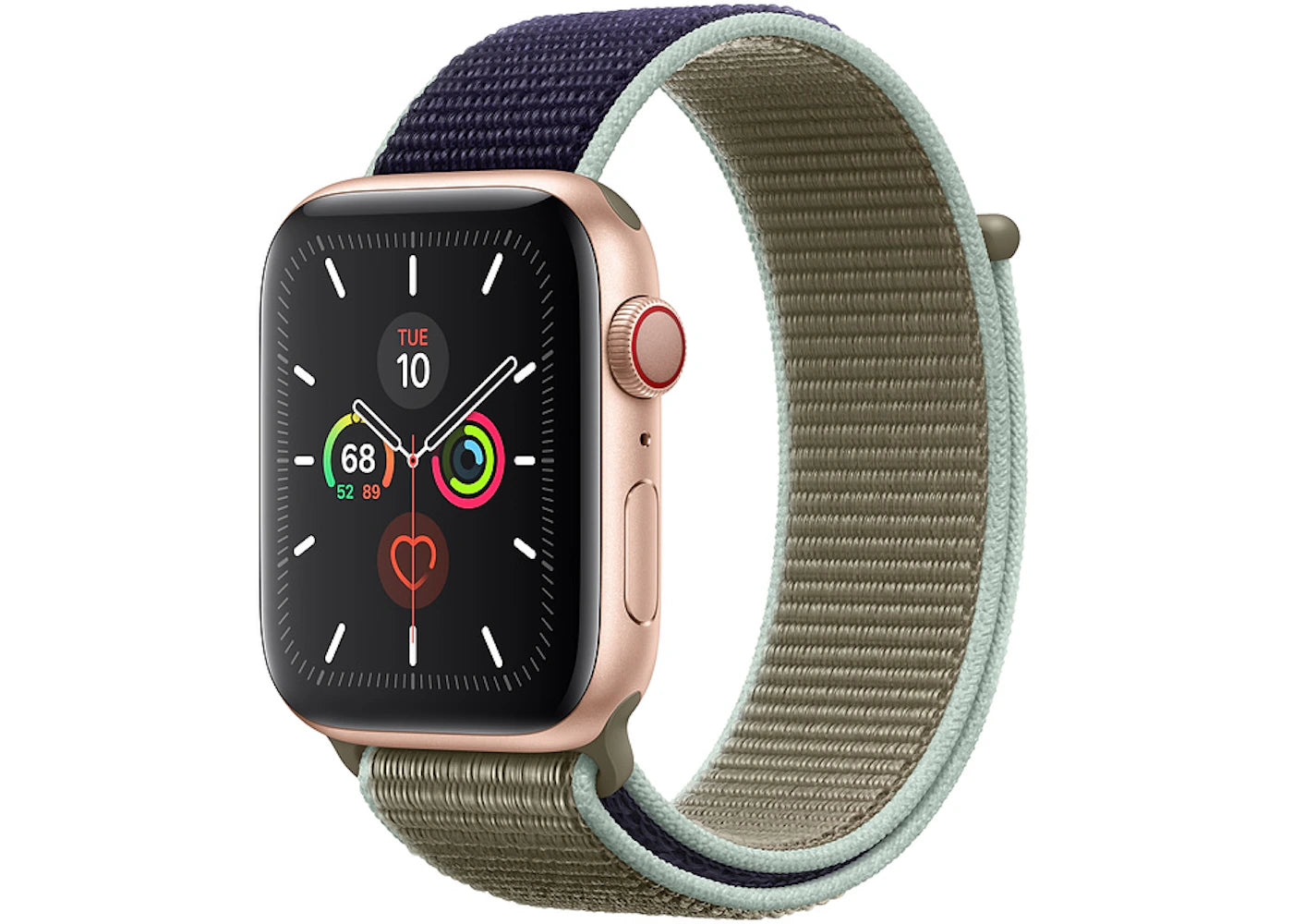 Apple Watch Series 5 GPS + Cellular 44mm Gold Aluminum with Khaki Sport Loop A2095