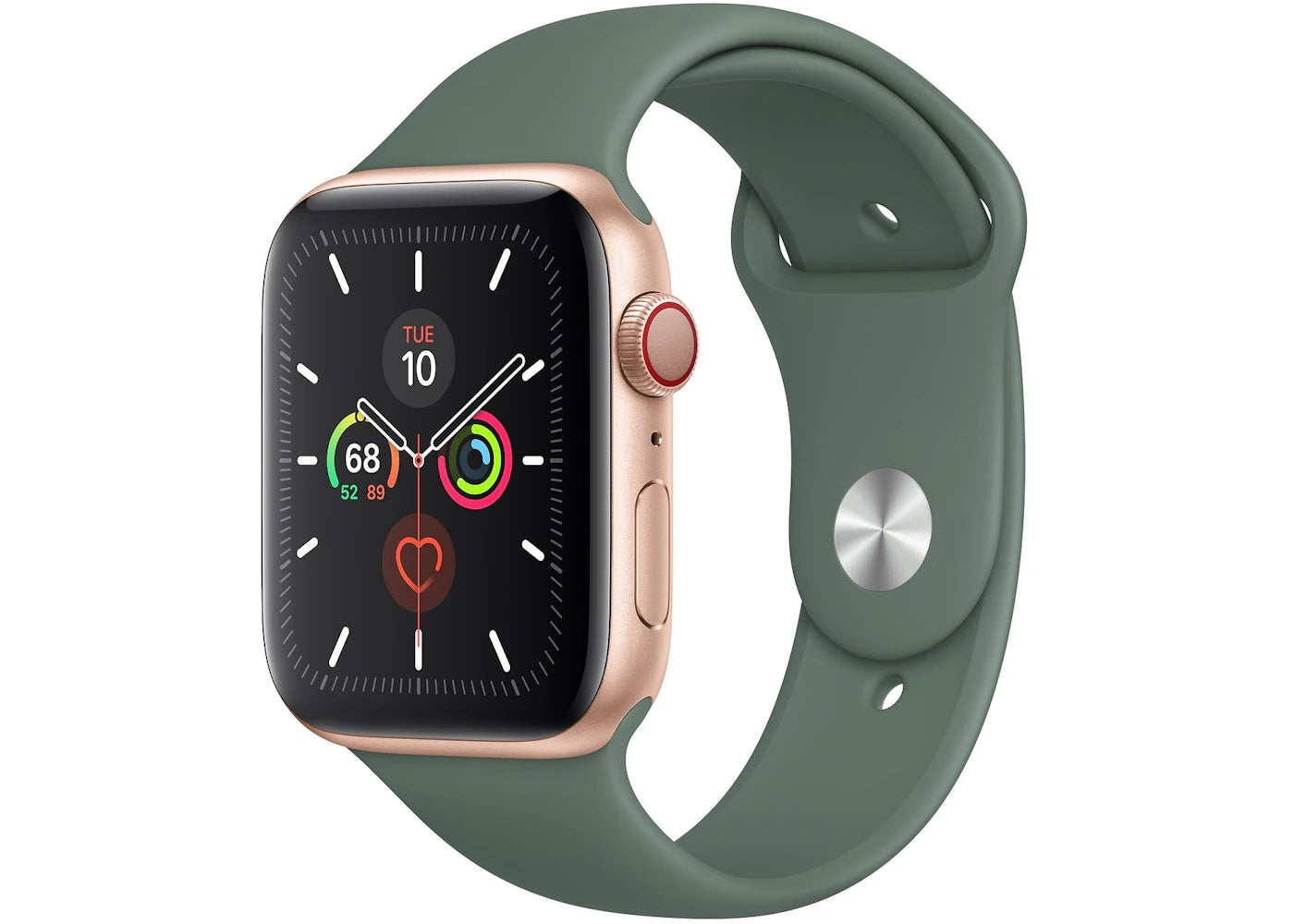 Apple Watch Series 5 GPS + Cellular 44mm Gold Aluminum with Pine Green Sport Band A2095