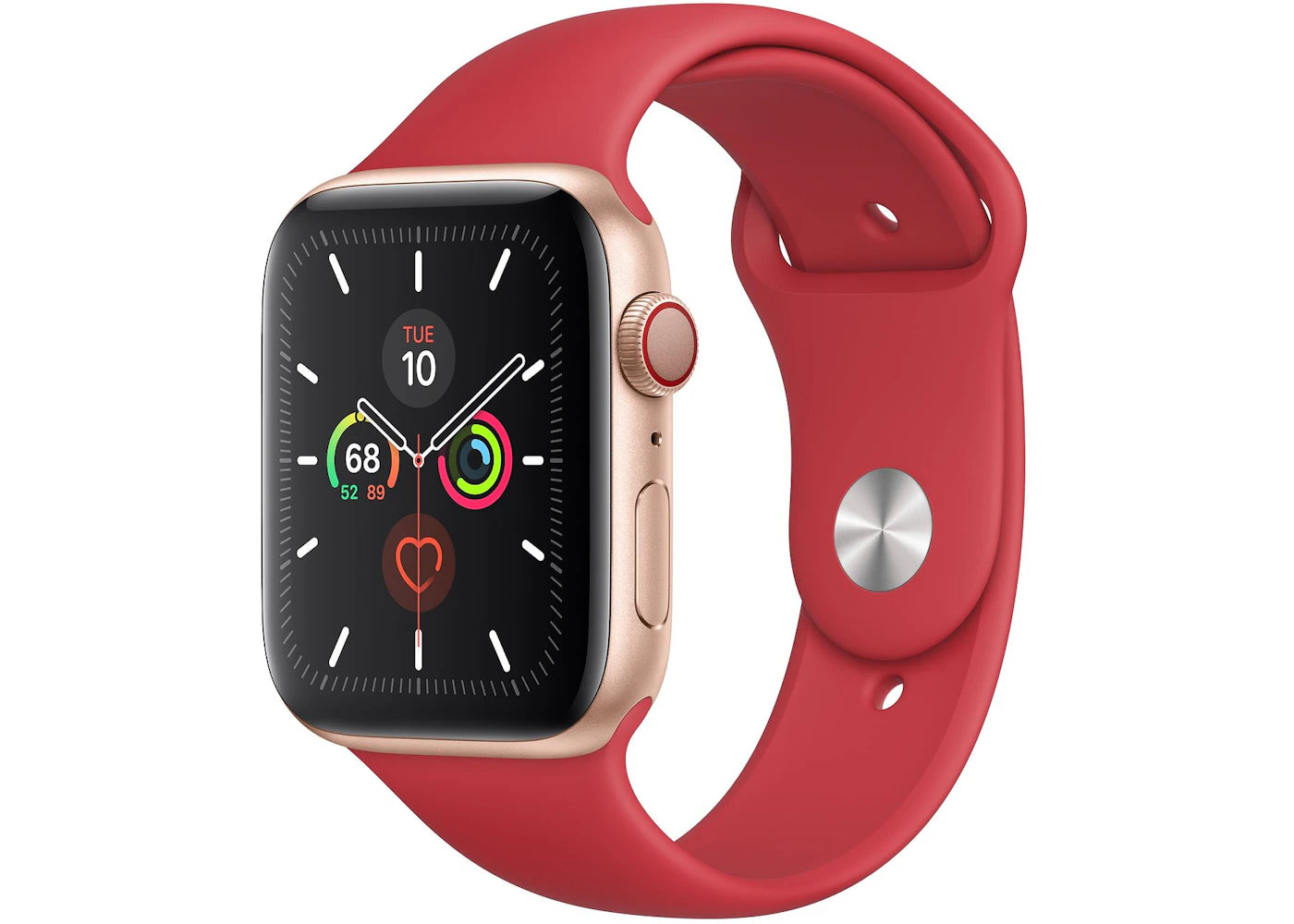 Apple Watch Series 5 GPS + Cellular 44mm Gold Aluminum with Red Sport Band A2095