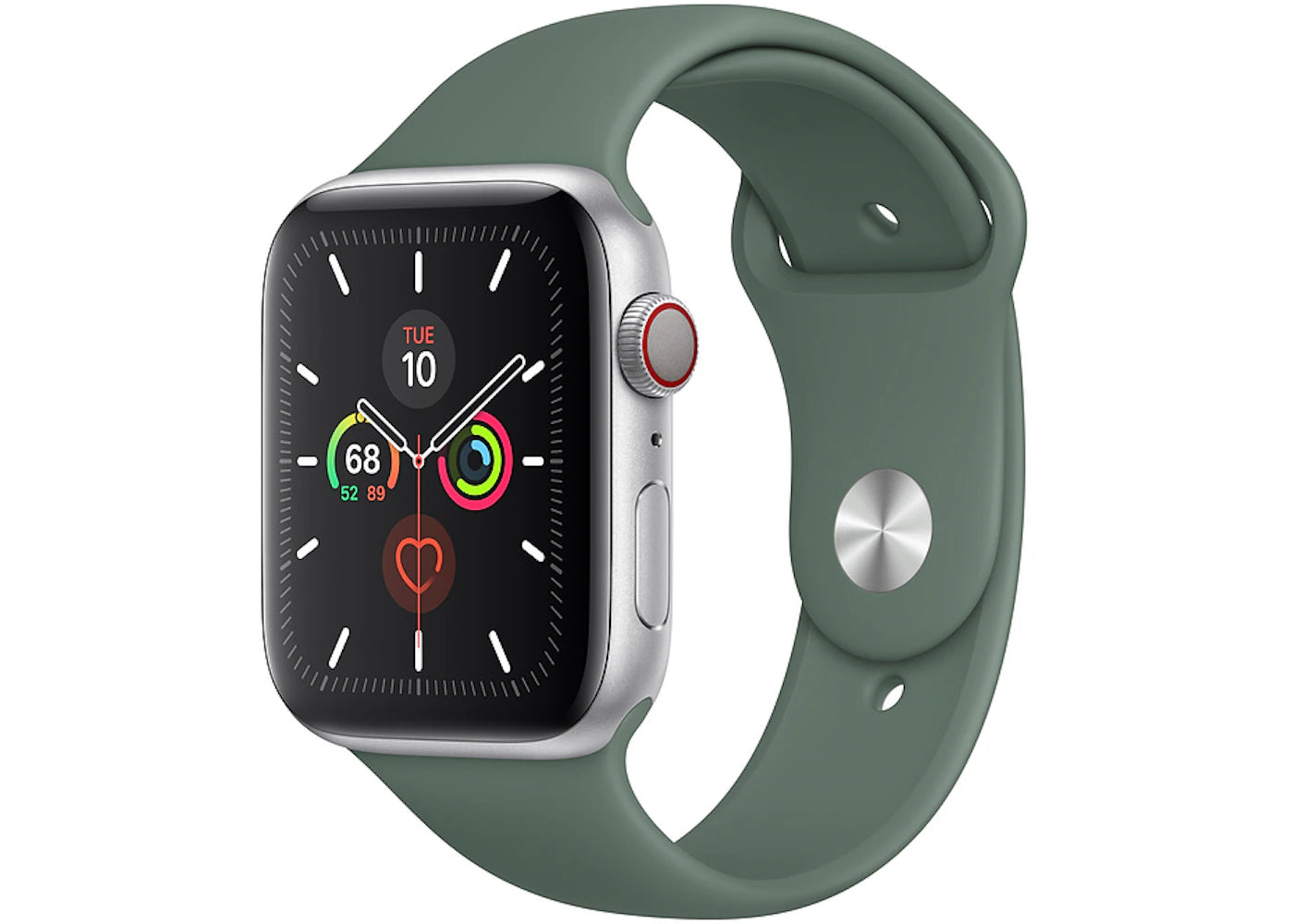 Apple Watch Series 5 GPS + Cellular 44mm Silver Aluminum with Pine Green Sport A2095