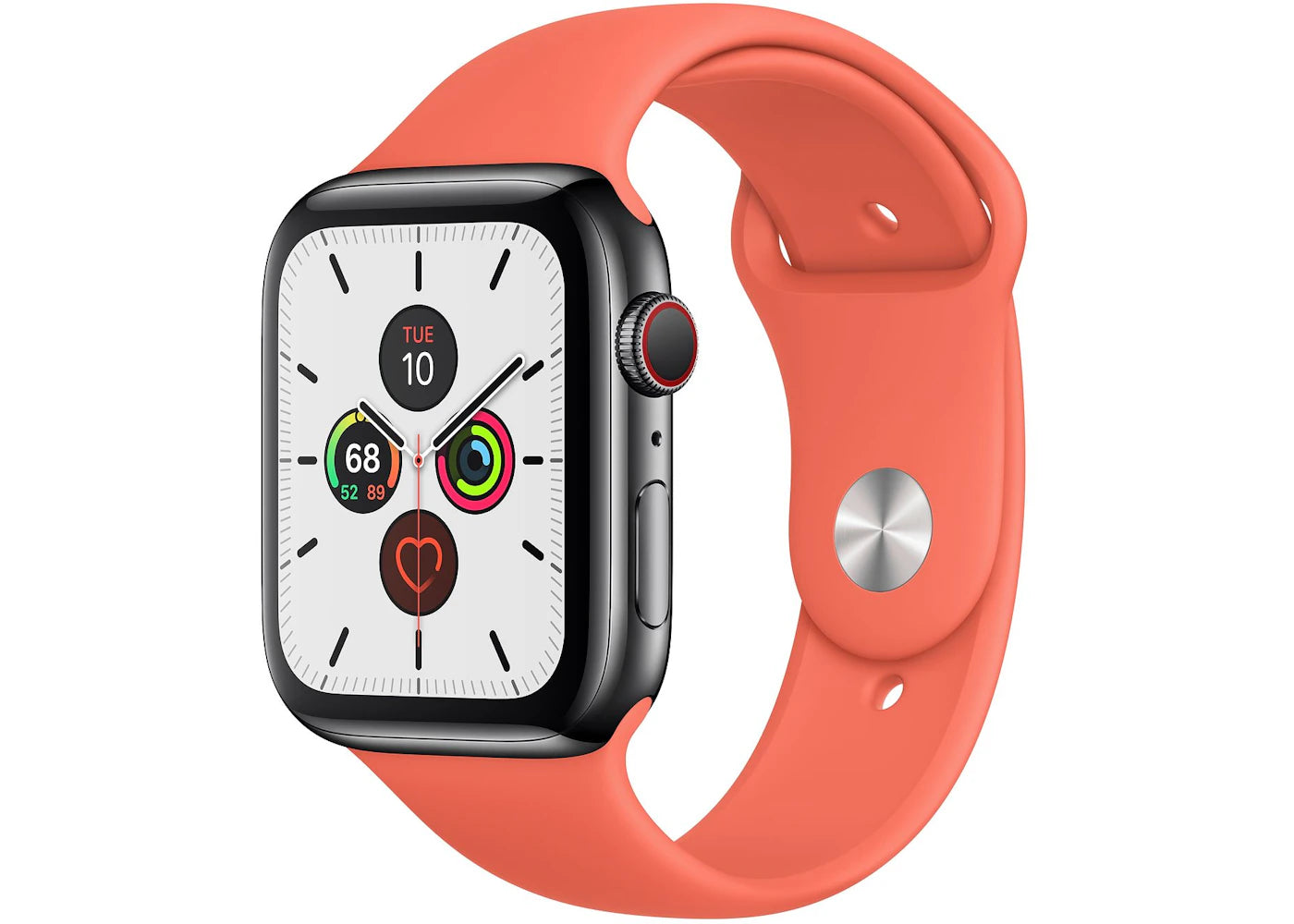 Apple Watch Series 5 GPS + Cellular 44mm Space Black Stainless Steel with Clementine Sport Band A2095