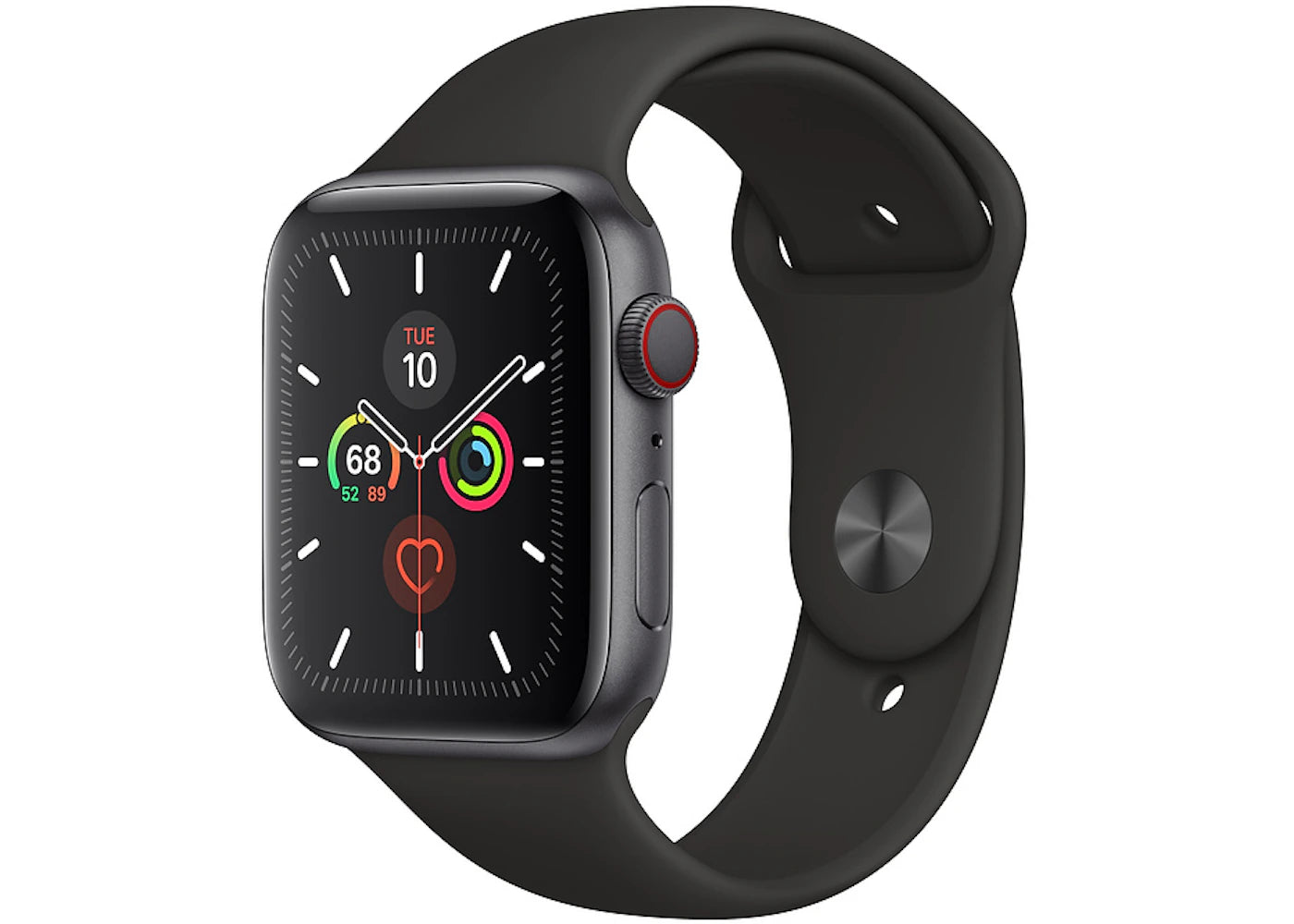 Apple Watch Series 5 GPS + Cellular 44mm Space Gray Aluminum with Black Sport Band A2095