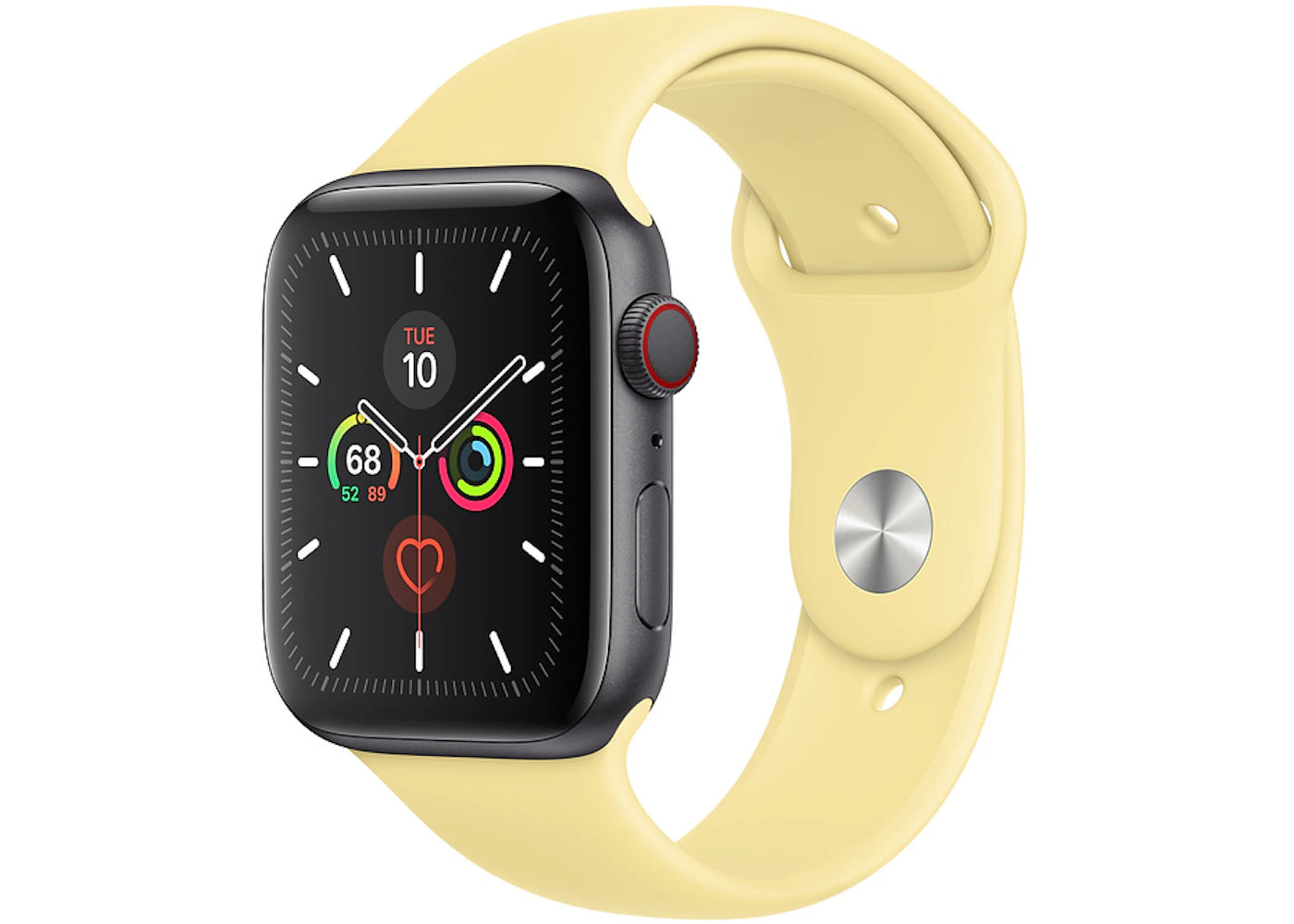 Apple Watch Series 5 GPS + Cellular 44mm Space Gray Aluminum with Lemon Cream Sport Band A2095