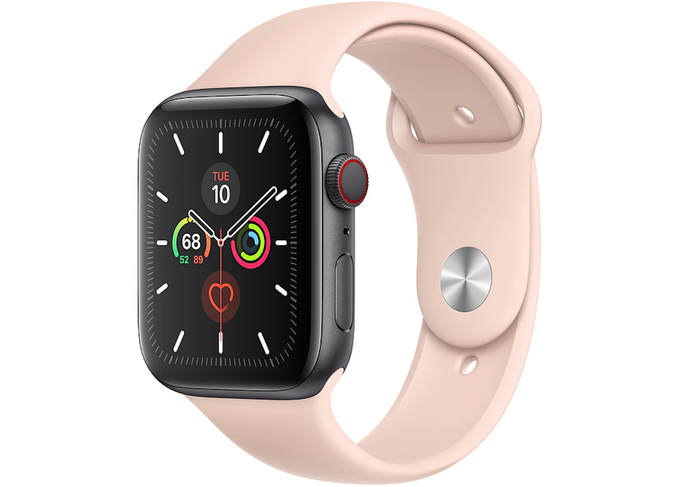 Apple Watch Series 5 GPS + Cellular 44mm Space Gray Aluminum with Pink Sand Sport Band A2095