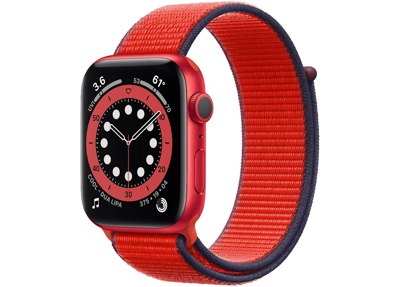 Apple Watch Series 6 GPS 44mm Red Aluminum with Red Sport Loop A2292