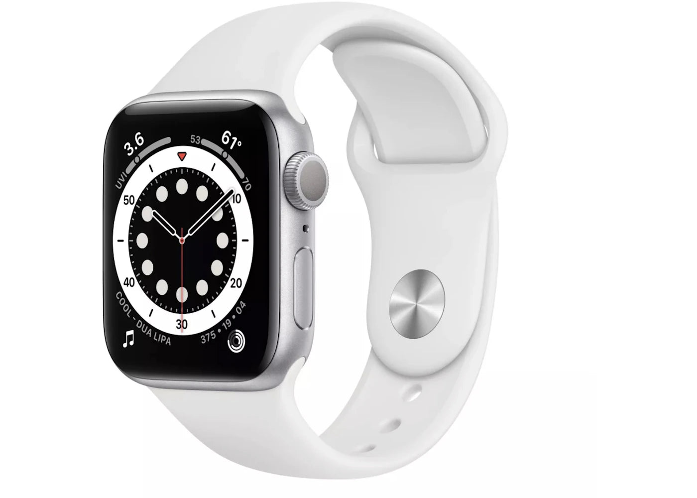 Apple Watch Series 6 GPS 44mm Silver Aluminum with White Sport Band A2292 / M00D3LL/A